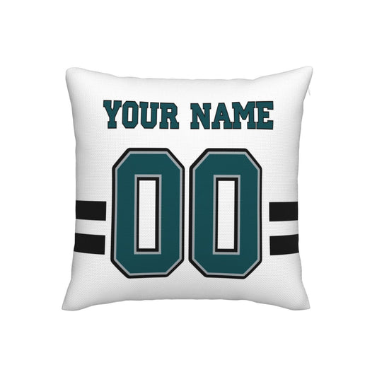 Custom White Philadelphia Eagles Decorative Throw Pillow Case - Print Personalized Football Team Fans Name & Number Birthday Gift