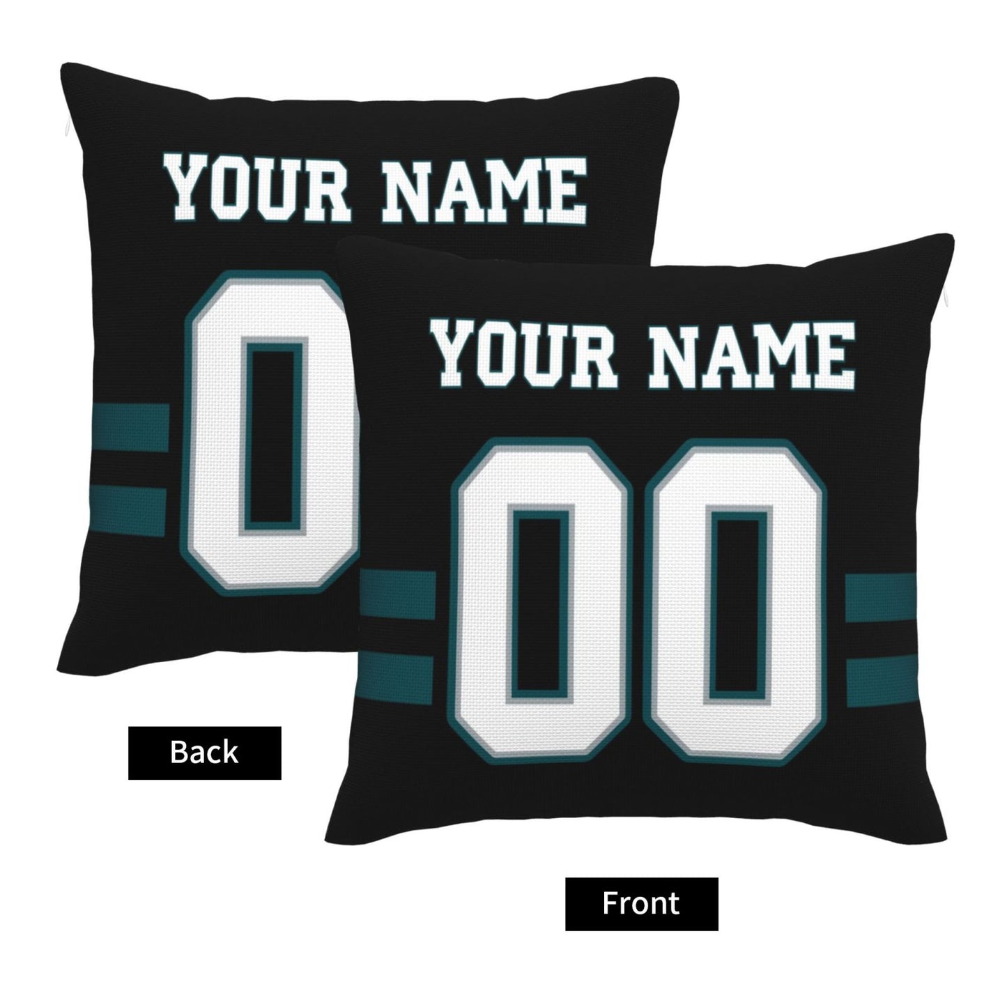 Custom Black Philadelphia Eagles Decorative Throw Pillow Case - Print Personalized Football Team Fans Name & Number Birthday Gift