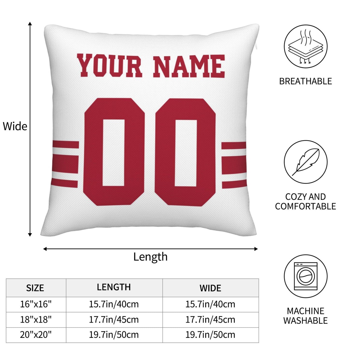 Custom White Red New York Giants Decorative Throw Pillow Case - Print Personalized Football Team Fans Name & Number Birthday Gift