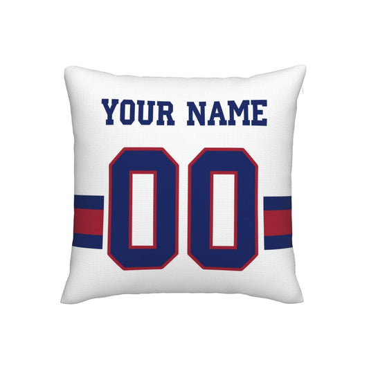 Custom White New York Giants Decorative Throw Pillow Case - Print Personalized Football Team Fans Name & Number Birthday Gift