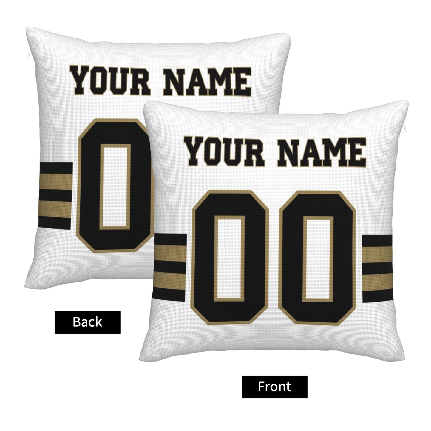 Custom White New Orleans Saints Decorative Throw Pillow Case - Print Personalized Football Team Fans Name & Number Birthday Gift