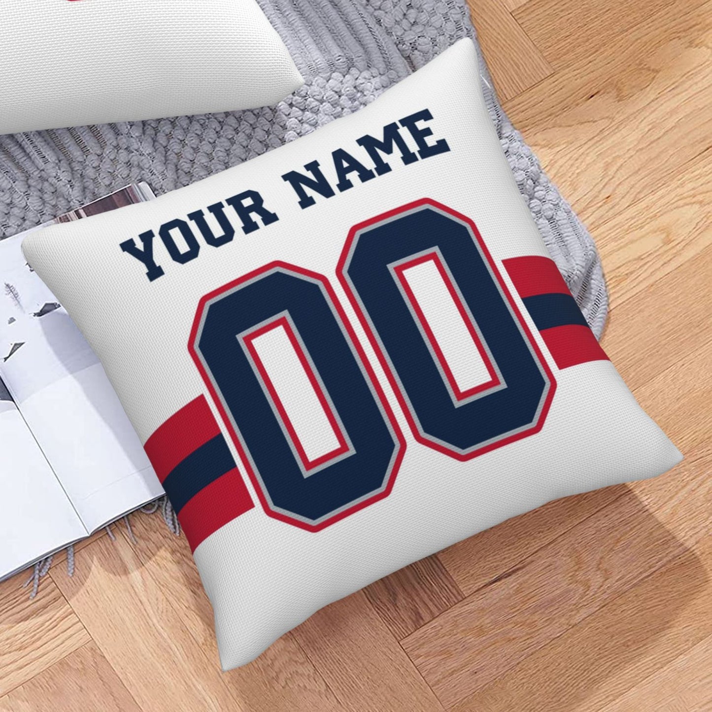 Customized New England Patriots Football Team Decorative Throw Pillow Case Print Personalized Football Style Fans Letters & Number White Pillowcase Birthday Gift