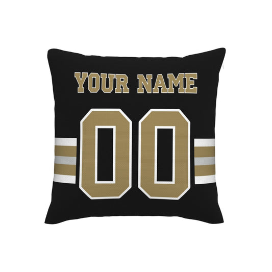 Custom Black New Orleans Saints Decorative Throw Pillow Case - Print Personalized Football Team Fans Name & Number Birthday Gift