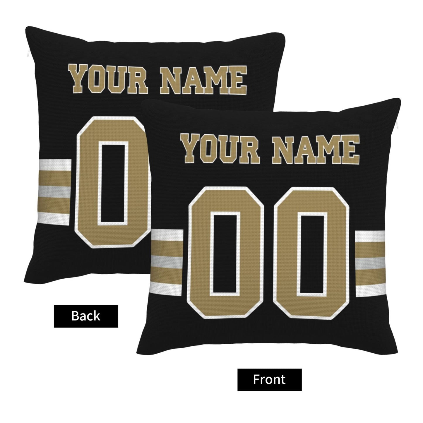 Custom Black New Orleans Saints Decorative Throw Pillow Case - Print Personalized Football Team Fans Name & Number Birthday Gift