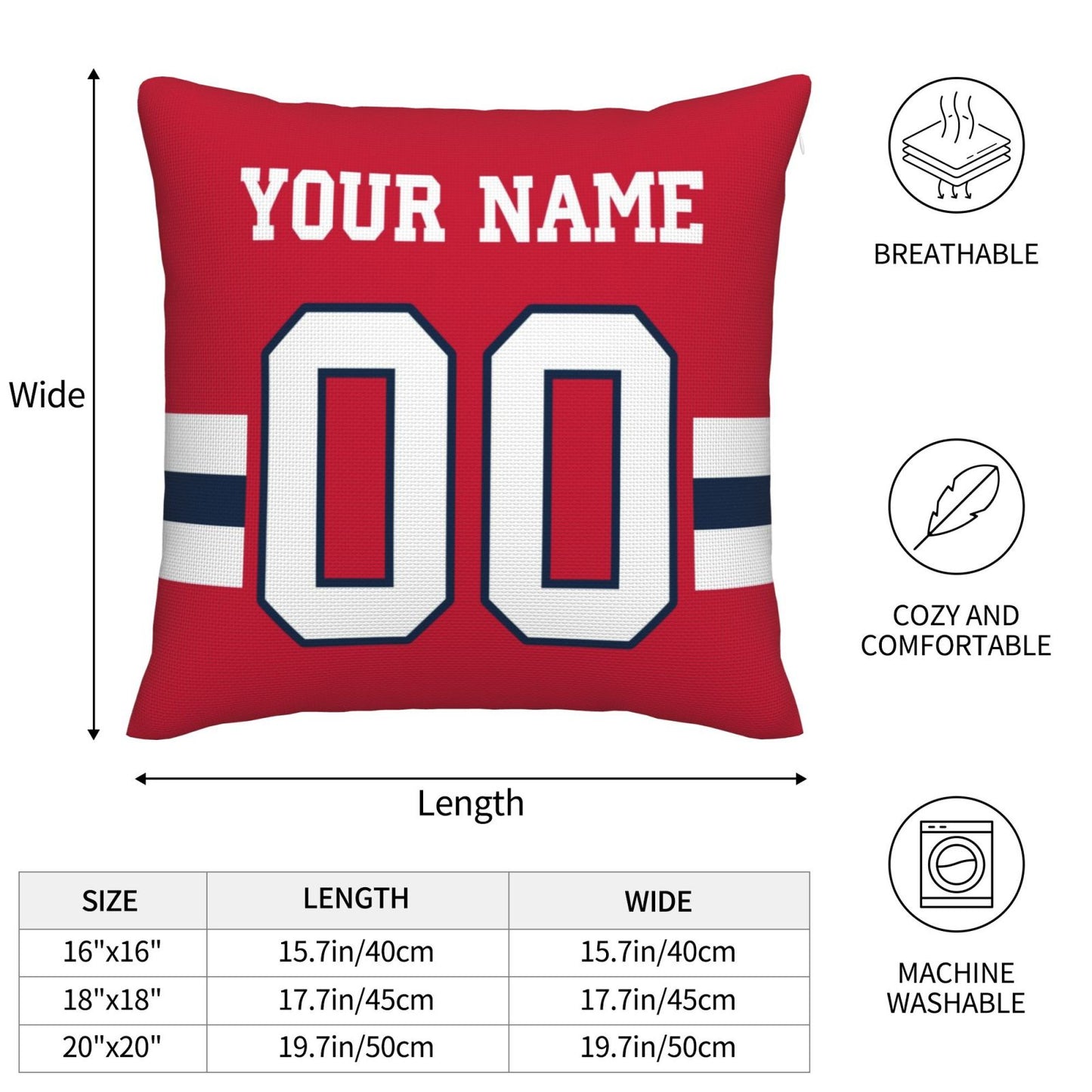Customized New England Patriots Football Team Decorative Throw Pillow Case Print Personalized Football Style Fans Letters & Number Red Pillowcase Birthday Gift