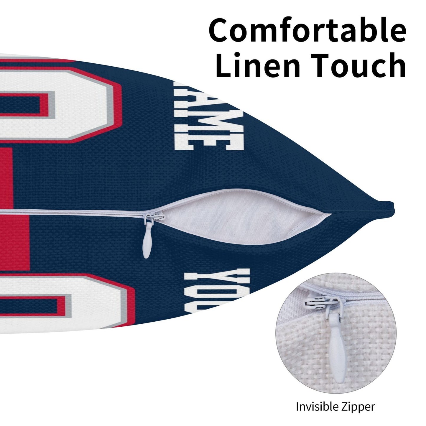 Customized New England Patriots Football Team Decorative Throw Pillow Case Print Personalized Football Style Fans Letters & Number Navy Pillowcase Birthday Gift