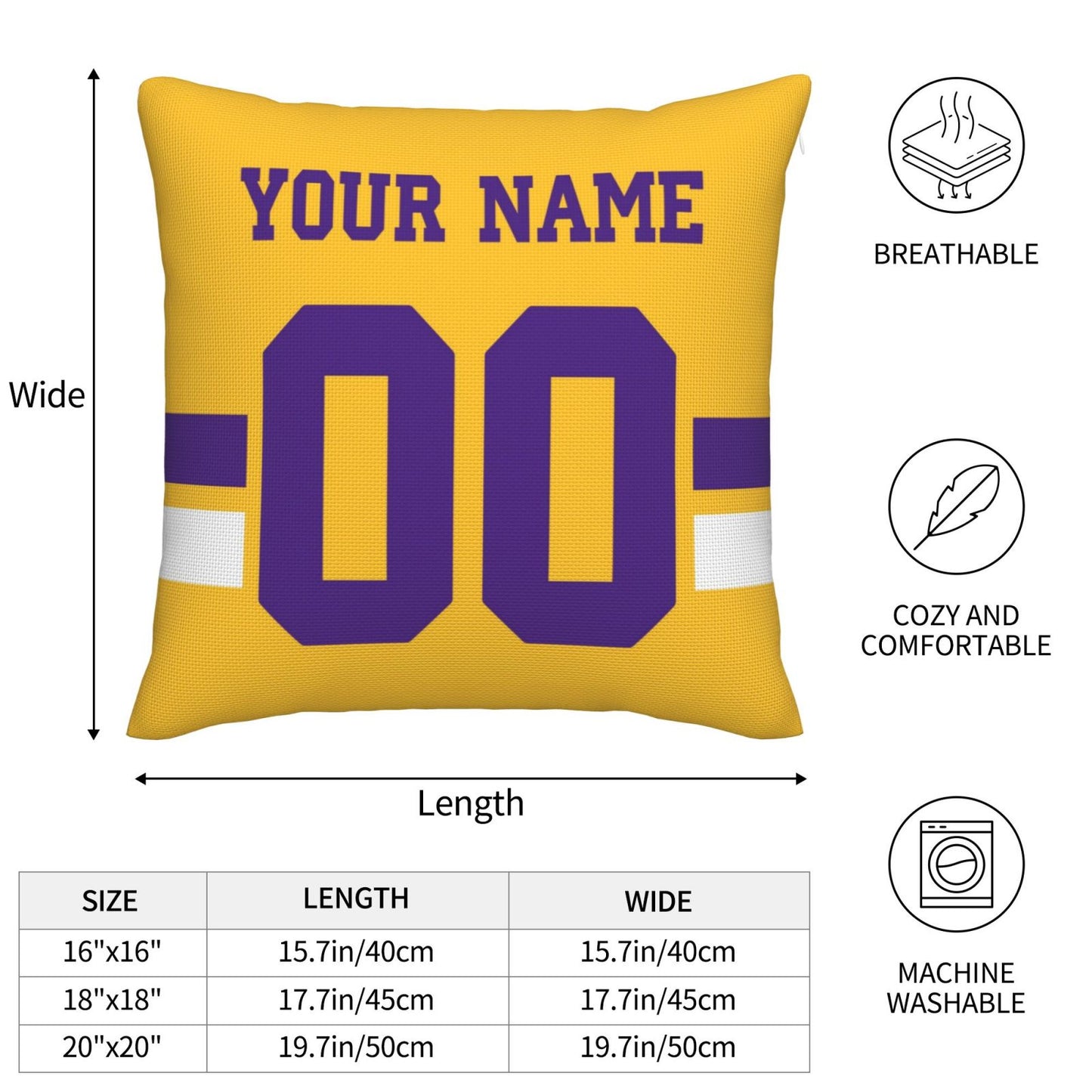 Customized Minnesota Vikings Football Team Decorative Throw Pillow Case Print Personalized Football Style Fans Letters & Number Orange Pillowcase Birthday Gift