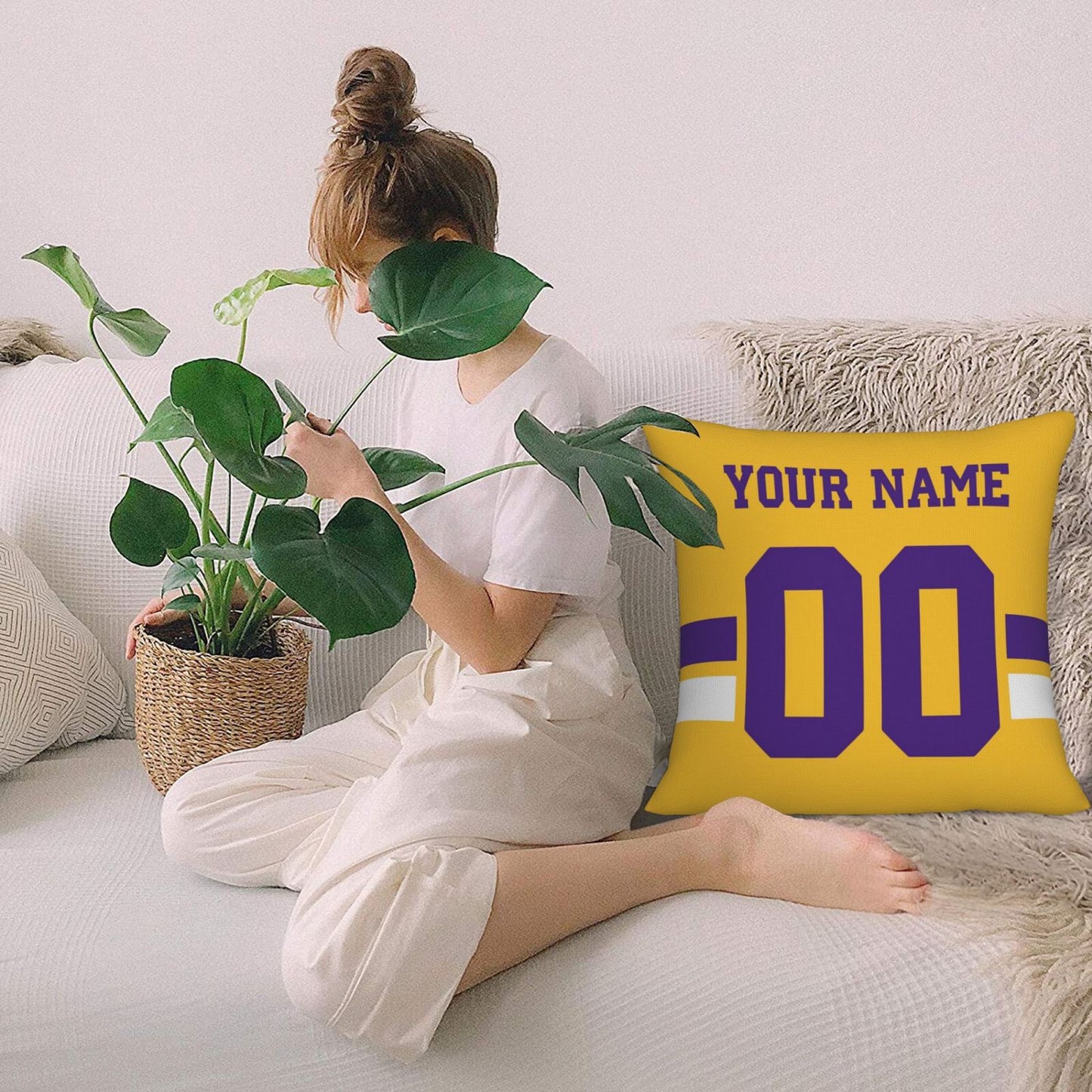 Customized Minnesota Vikings Football Team Decorative Throw Pillow Case Print Personalized Football Style Fans Letters & Number Orange Pillowcase Birthday Gift