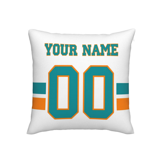 Customized Miami Dolphins Football Team Decorative Throw Pillow Case Print Personalized Football Style Fans Letters & Number White Pillowcase Birthday Gift