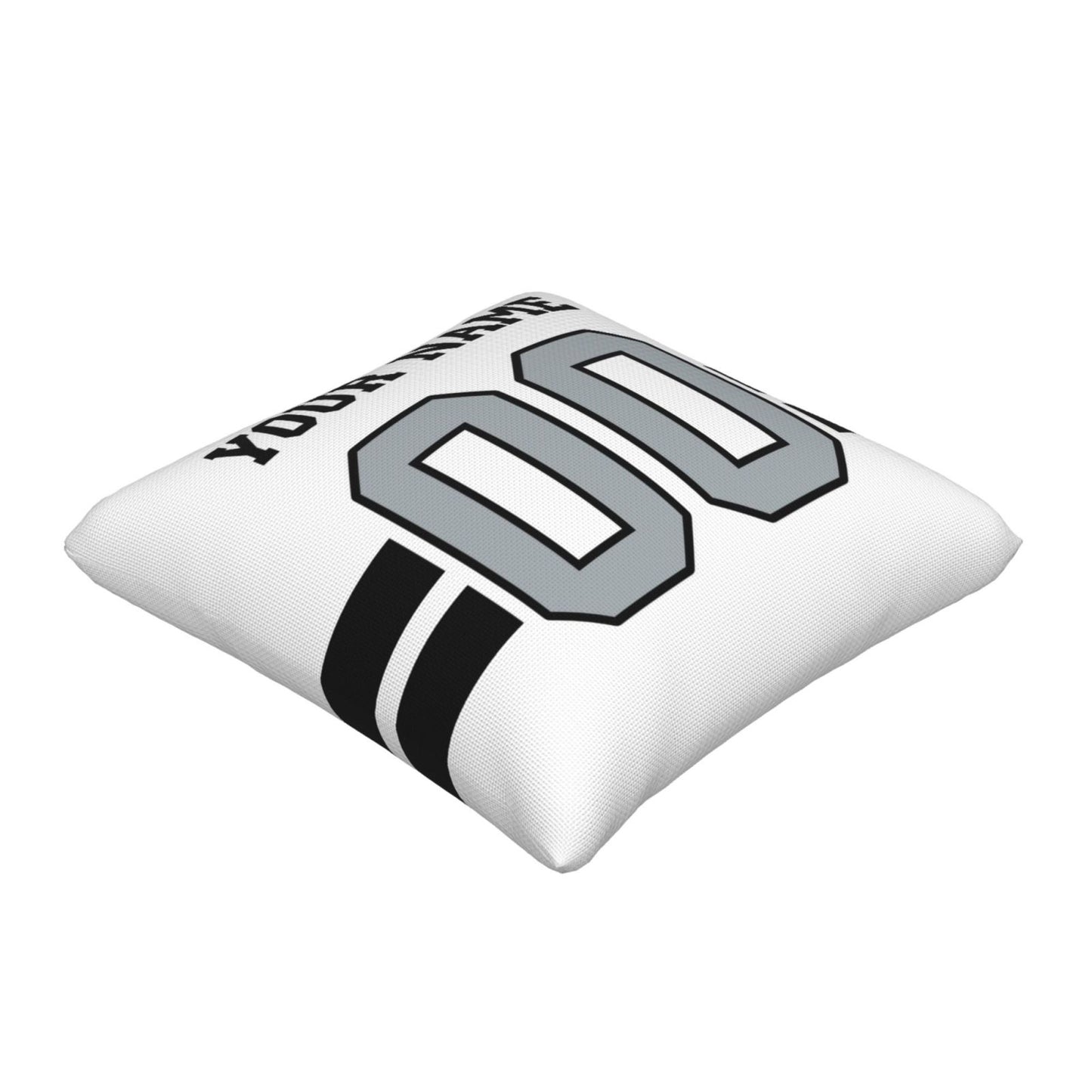 Custom White Silver Las Vegas Raiders Decorative Throw Pillow Case - Print Personalized Football Team Fans Name & Number Birthday Gift