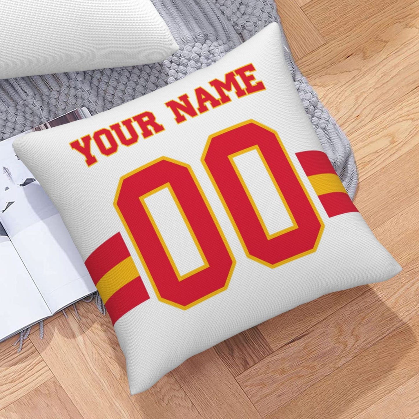 Customized Kansas City Chiefs Football Team Decorative Throw Pillow Case Print Personalized Football Style Fans Letters & Number White Pillowcase Birthday Gift