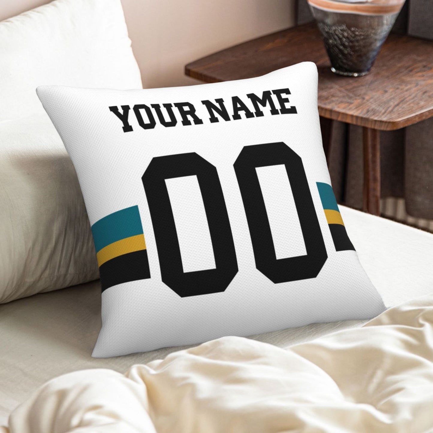 Customized Jacksonville Jaguars Football Team Decorative Throw Pillow Case Print Personalized Football Style Fans Letters & Number White Pillowcase Housewarming Gifts