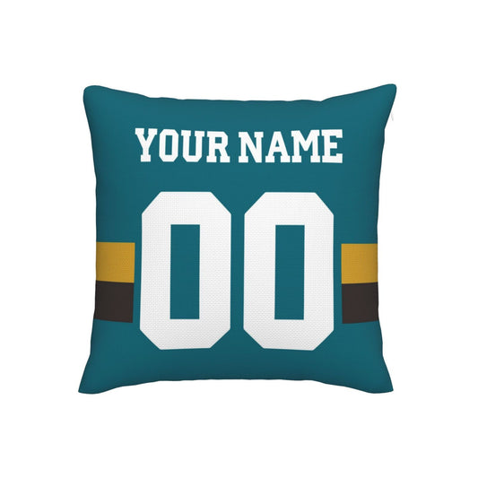 Customized Jacksonville Jaguars Football Team Decorative Throw Pillow Case Print Personalized Football Style Fans Letters & Number Teal Pillowcase Housewarming Gifts