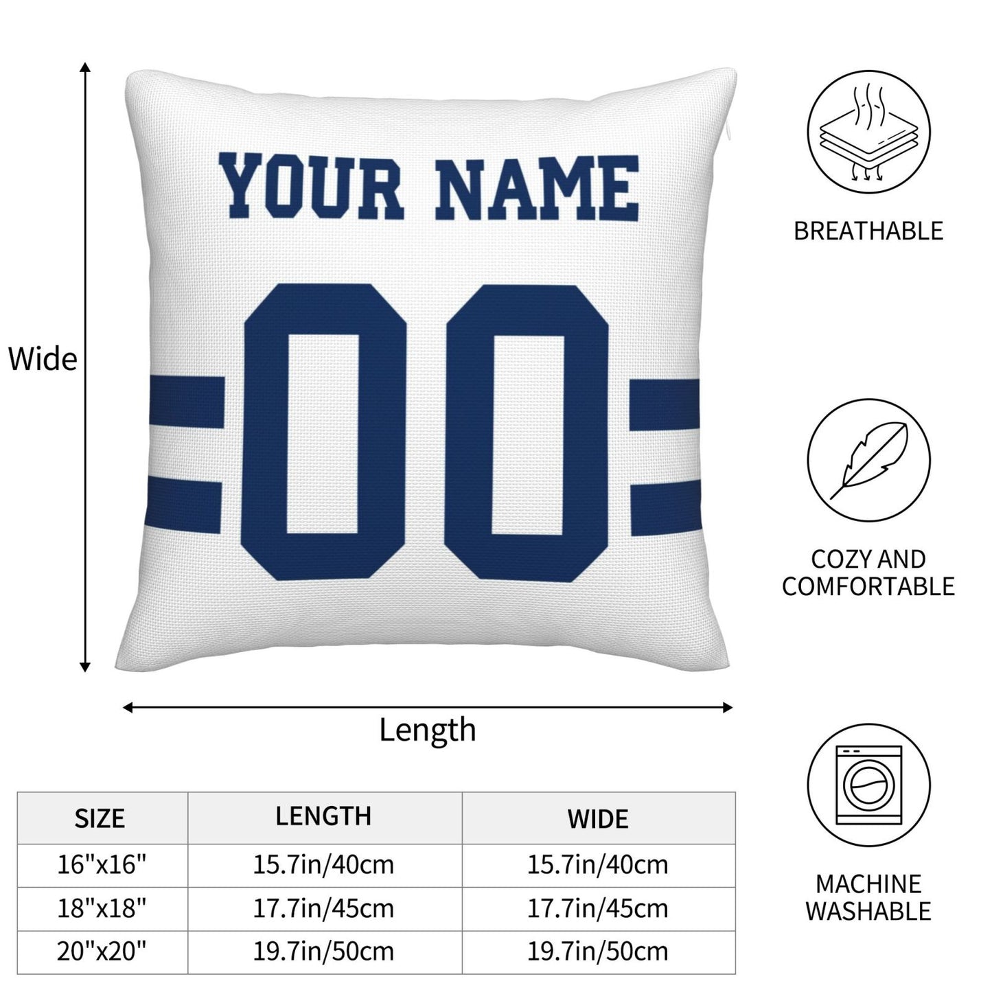 Customized Indianapolis Colts Football Team Decorative Throw Pillow Case Print Personalized Football Style Fans Letters & Number White Pillowcase Housewarming Gifts