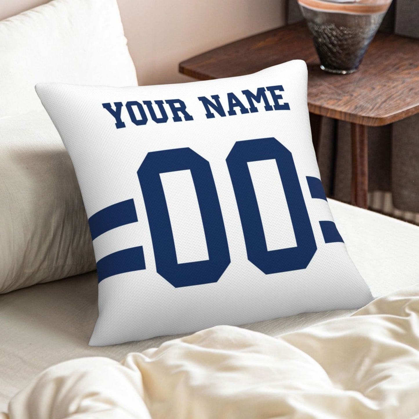 Customized Indianapolis Colts Football Team Decorative Throw Pillow Case Print Personalized Football Style Fans Letters & Number White Pillowcase Housewarming Gifts