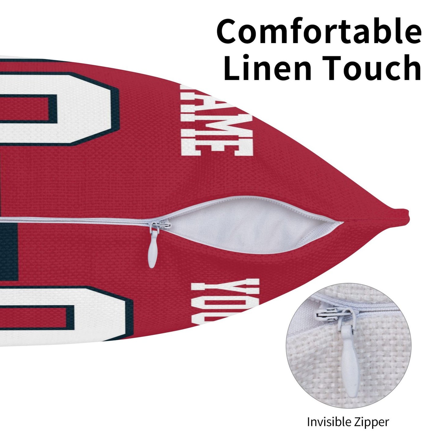 Customized Houston Texans Football Team Decorative Throw Pillow Case Print Personalized Football Style Fans Letters & Number Red Pillowcase Birthday Gift