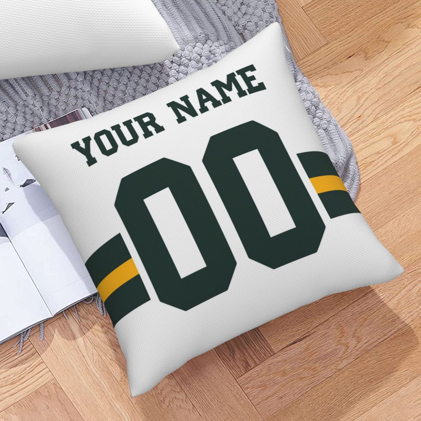 Customized Green Bay Packers Football Team Decorative Throw Pillow Case Print Personalized Football Style Fans Letters & Number White Pillowcase Birthday Gift