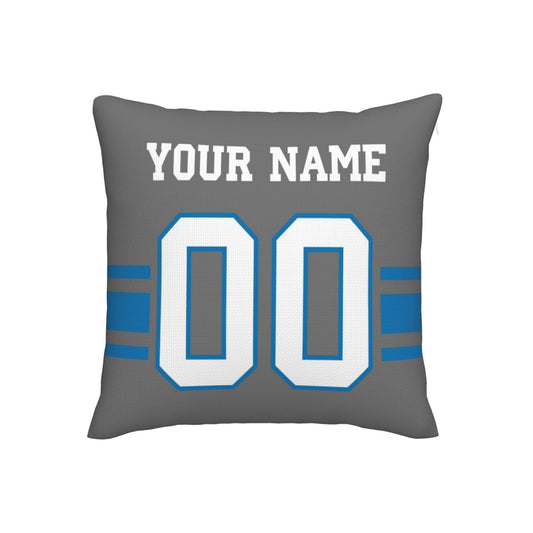 Customized Detroit Lions Football Team Decorative Throw Pillow Case Print Personalized Football Style Fans Letters & Number Gray Pillowcase Birthday Gift