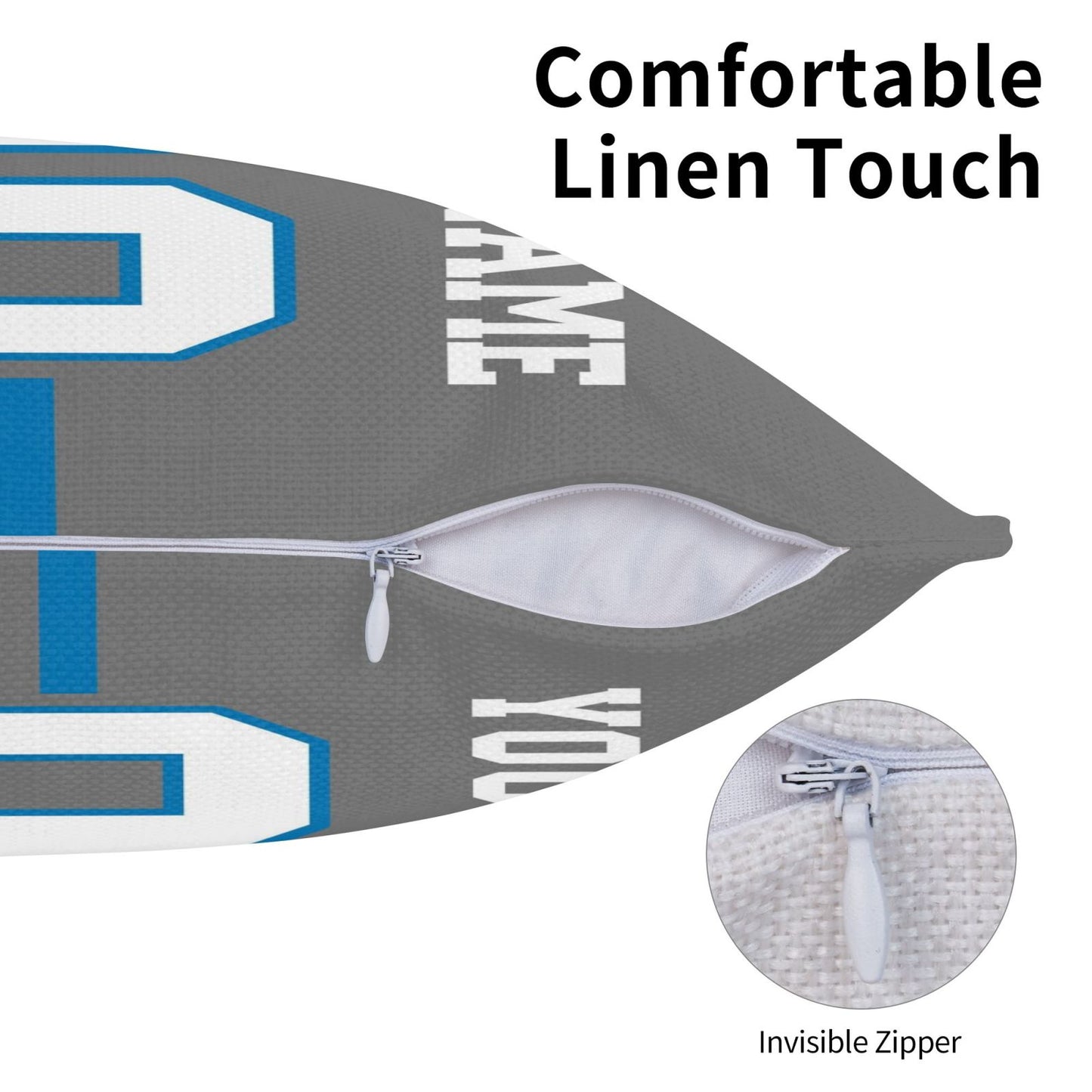 Customized Detroit Lions Football Team Decorative Throw Pillow Case Print Personalized Football Style Fans Letters & Number Gray Pillowcase Birthday Gift