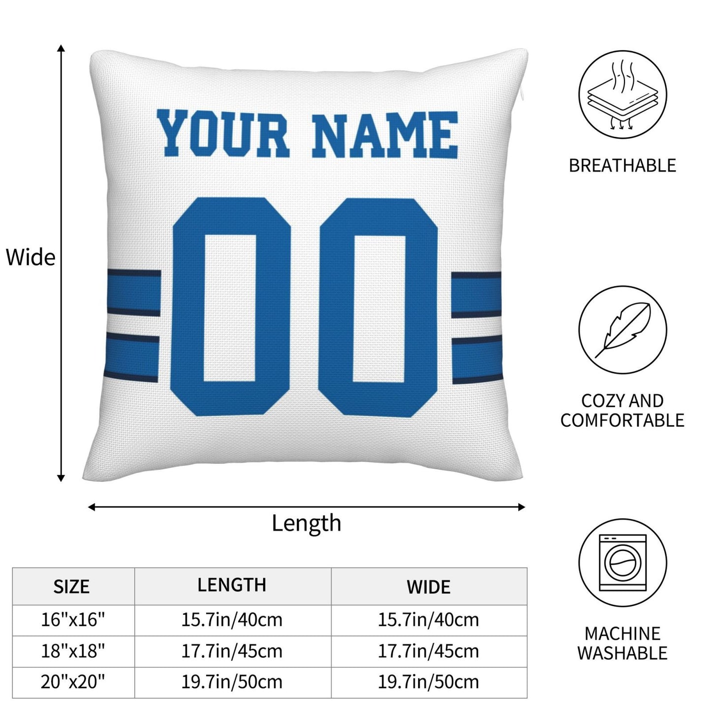 Customized Dallas Cowboys Football Team Decorative Throw Pillow Case Print Personalized Football Style Fans Letters & Number White Pillowcase Birthday Gift