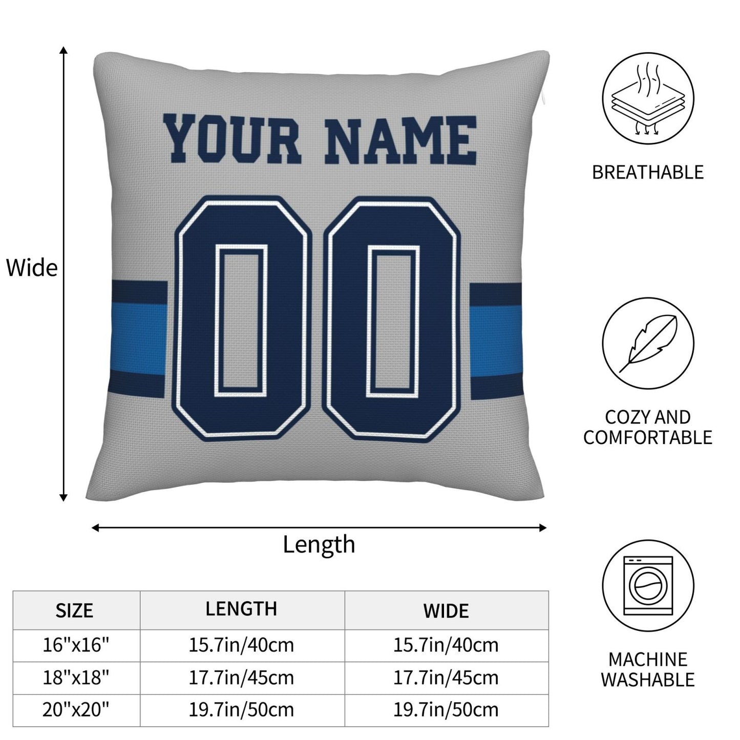 Customized Dallas Cowboys Football Team Decorative Throw Pillow Case Print Personalized Football Style Fans Letters & Number Grey Pillowcase Birthday Gift