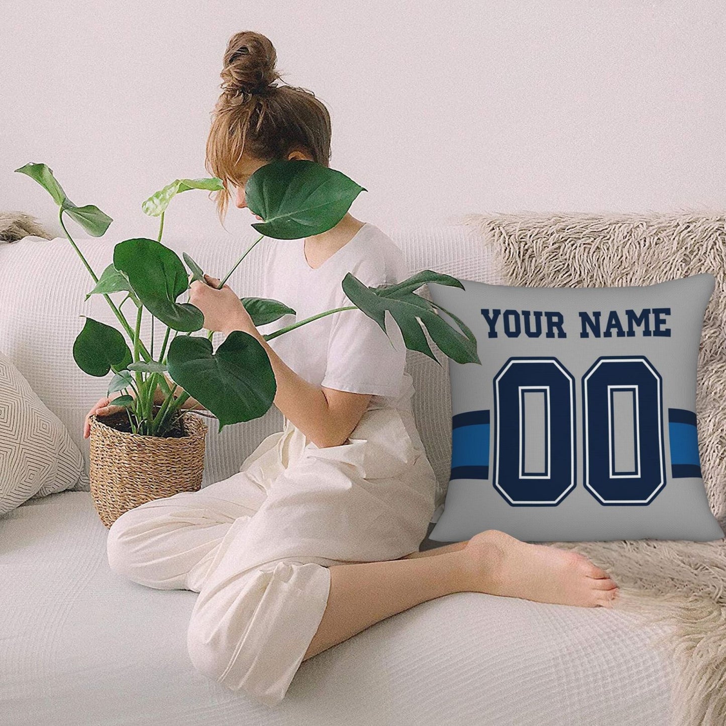 Customized Dallas Cowboys Football Team Decorative Throw Pillow Case Print Personalized Football Style Fans Letters & Number Grey Pillowcase Birthday Gift