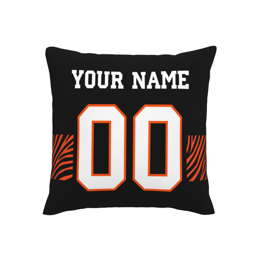 Customized Cincinnati Bengals Black Football Team Decorative Throw Pillow Case Print Personalized Football Style Fans Letters & Number Pillowcase Birthday Gift