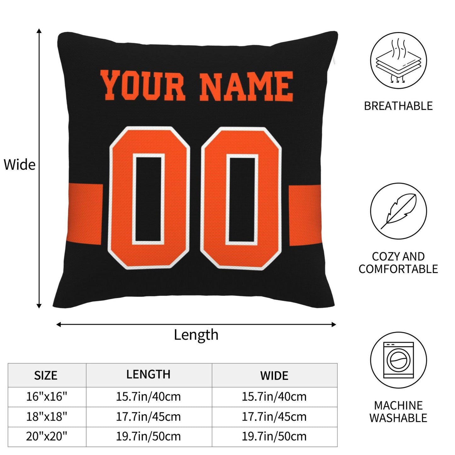 Customized Cincinnati Bengals Letters Decorative Pillows Case Custom Game Pillowcase Name Number Block Print Square Art Deco Throw Pillow