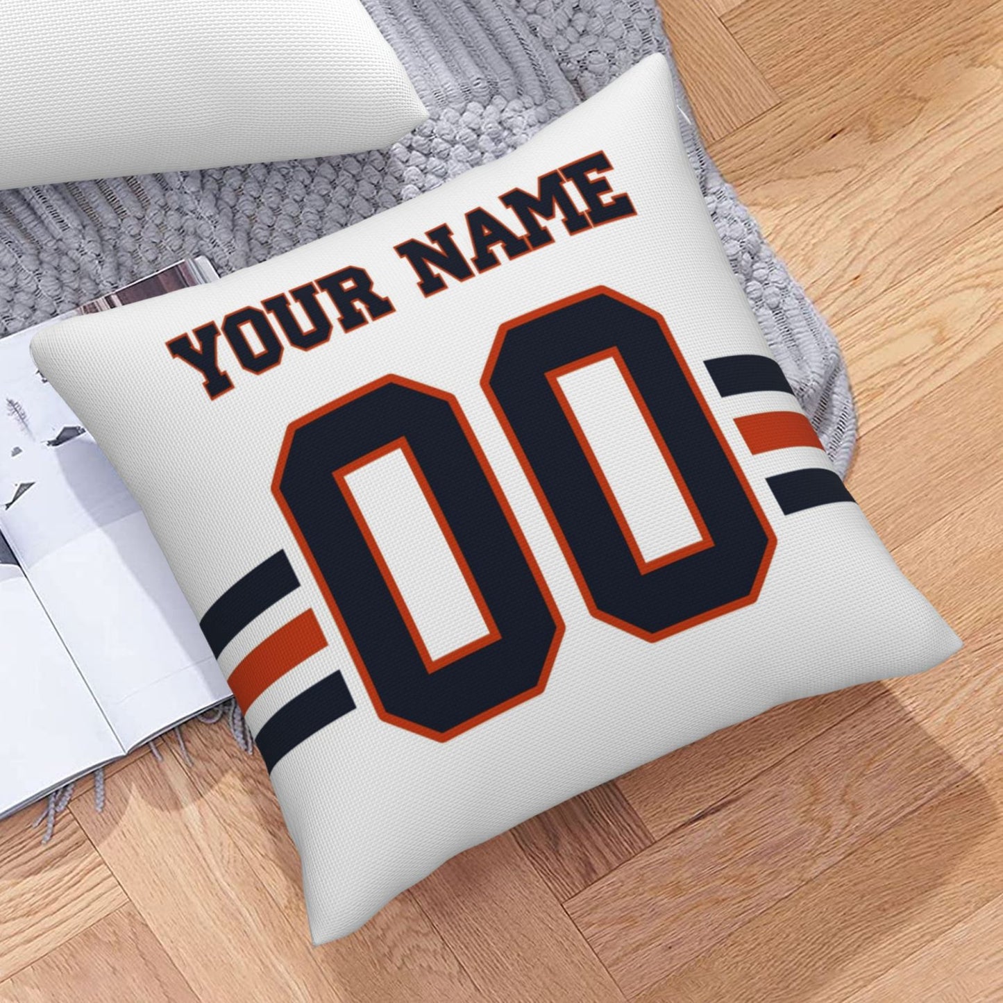 Customized Chicago Bears Football Team Decorative Throw Pillow Case Print Personalized Football Style Fans Letters & Number White Pillowcase Birthday Gift