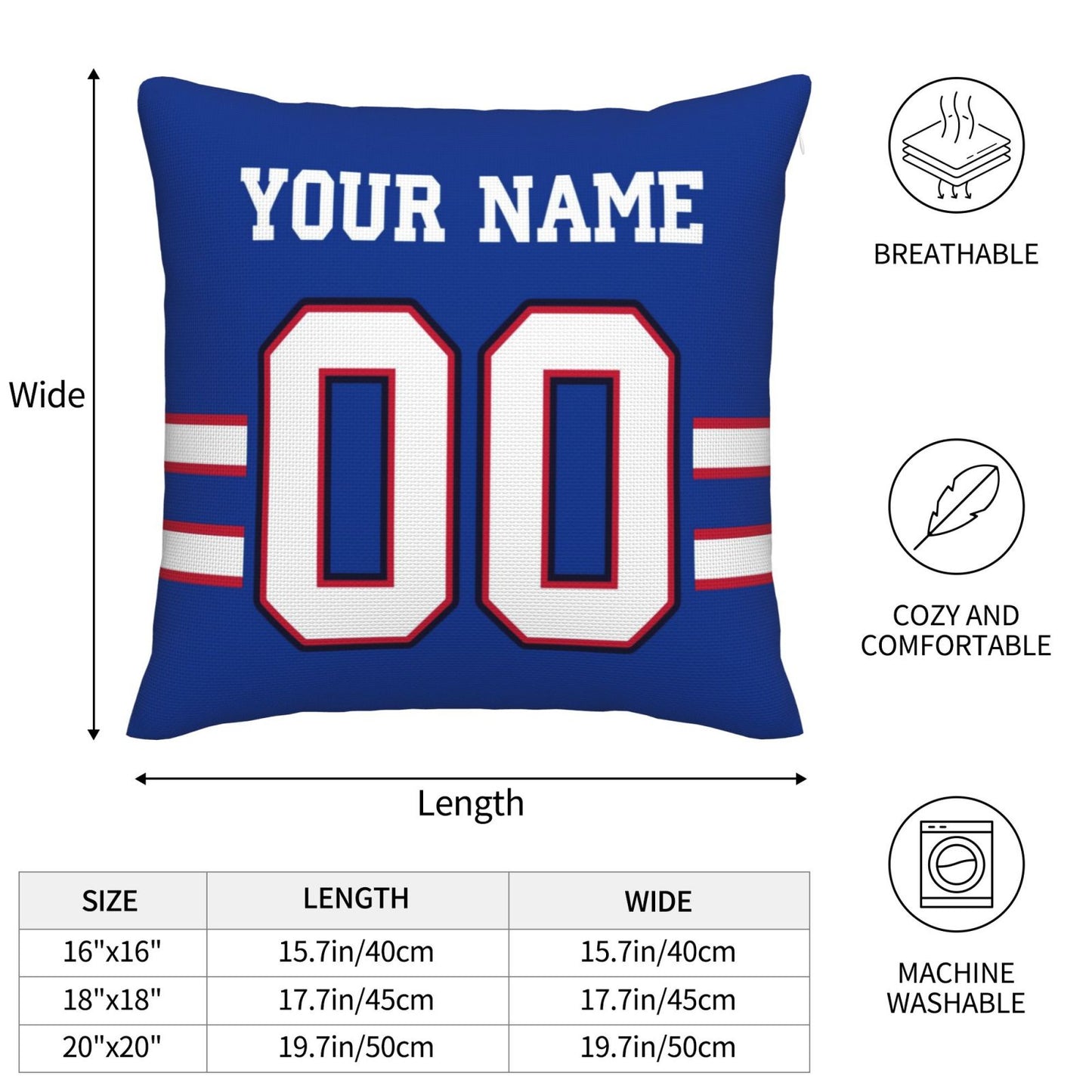 Custom Buffalo Bills Football Team Decorative Throw Pillow Case Print Personalized Football Style Fans Letters & Number Birthday Gift