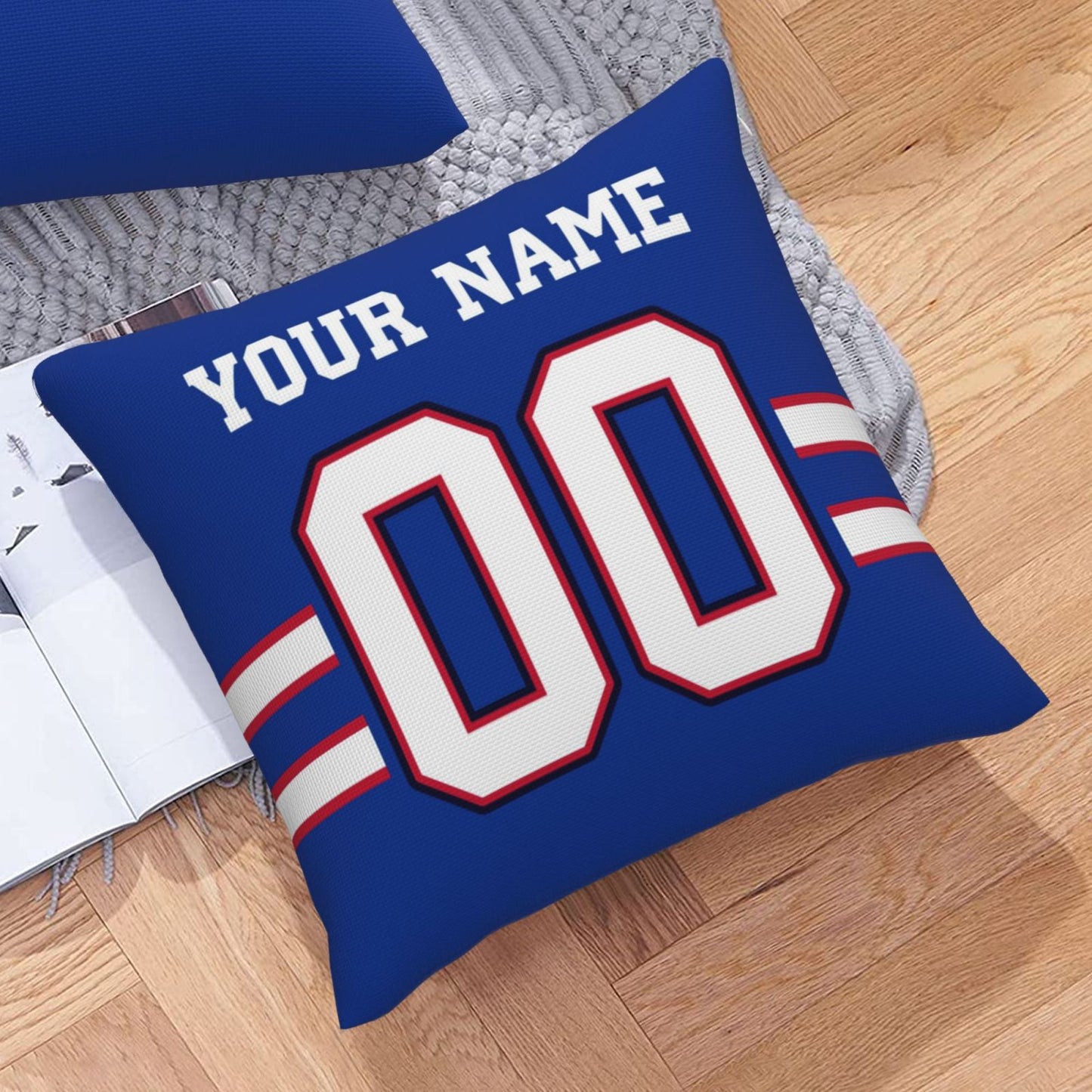 Custom Buffalo Bills Football Team Decorative Throw Pillow Case Print Personalized Football Style Fans Letters & Number Birthday Gift