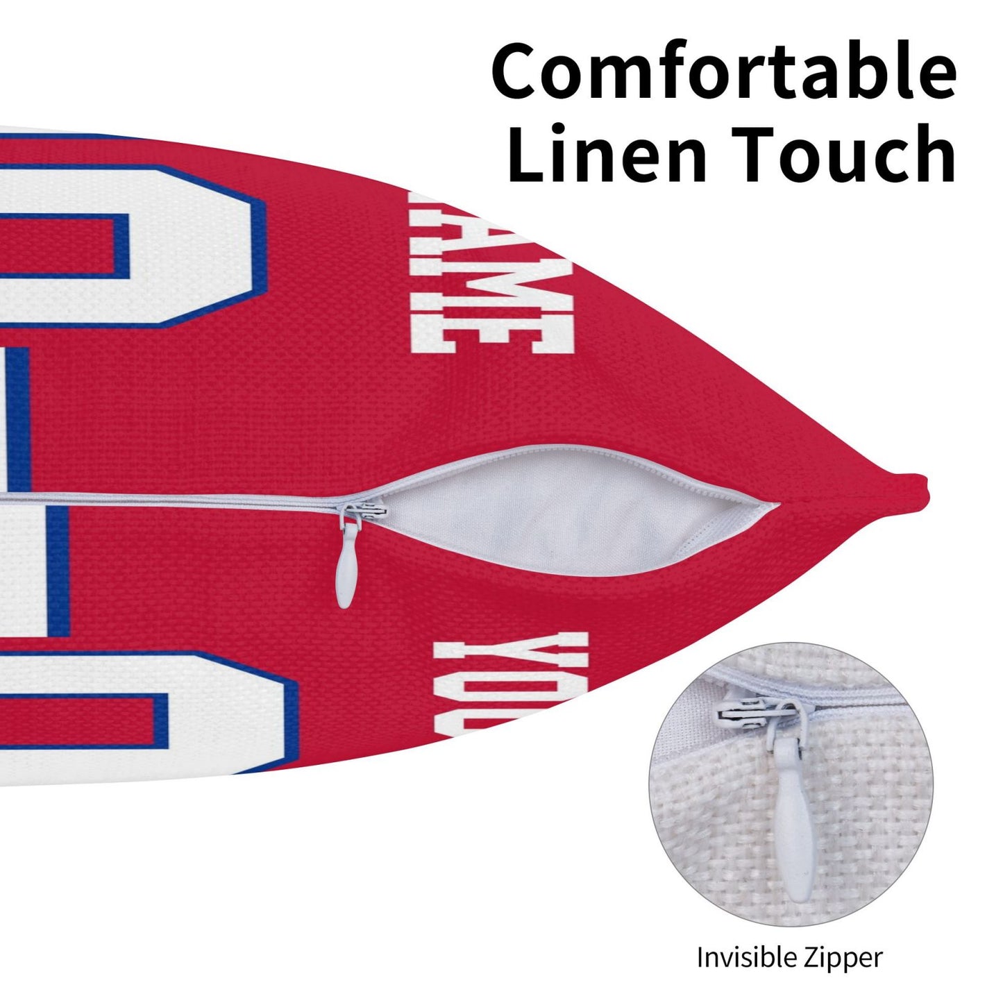 Customized Red Buffalo Bills Football Team Decorative Throw Pillow Case Print Personalized Football Style Fans Letters & Number Birthday Gift