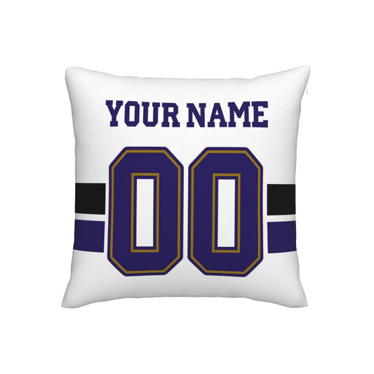Custom White Baltimore Ravens Football Team Decorative Throw Pillow Case Print Personalized Football Style Fans Letters & Number Birthday Gift