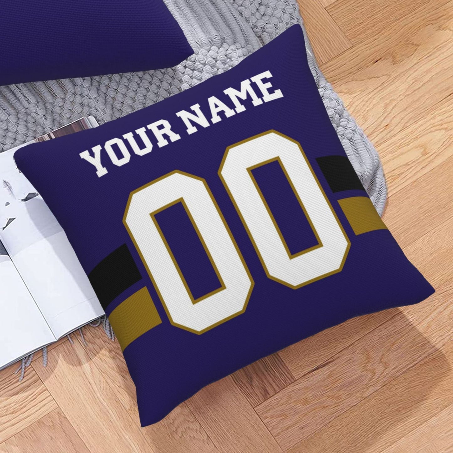 Custom Purple Baltimore Ravens Football Team Decorative Throw Pillow Case Print Personalized Football Style Fans Letters & Number Birthday Gift