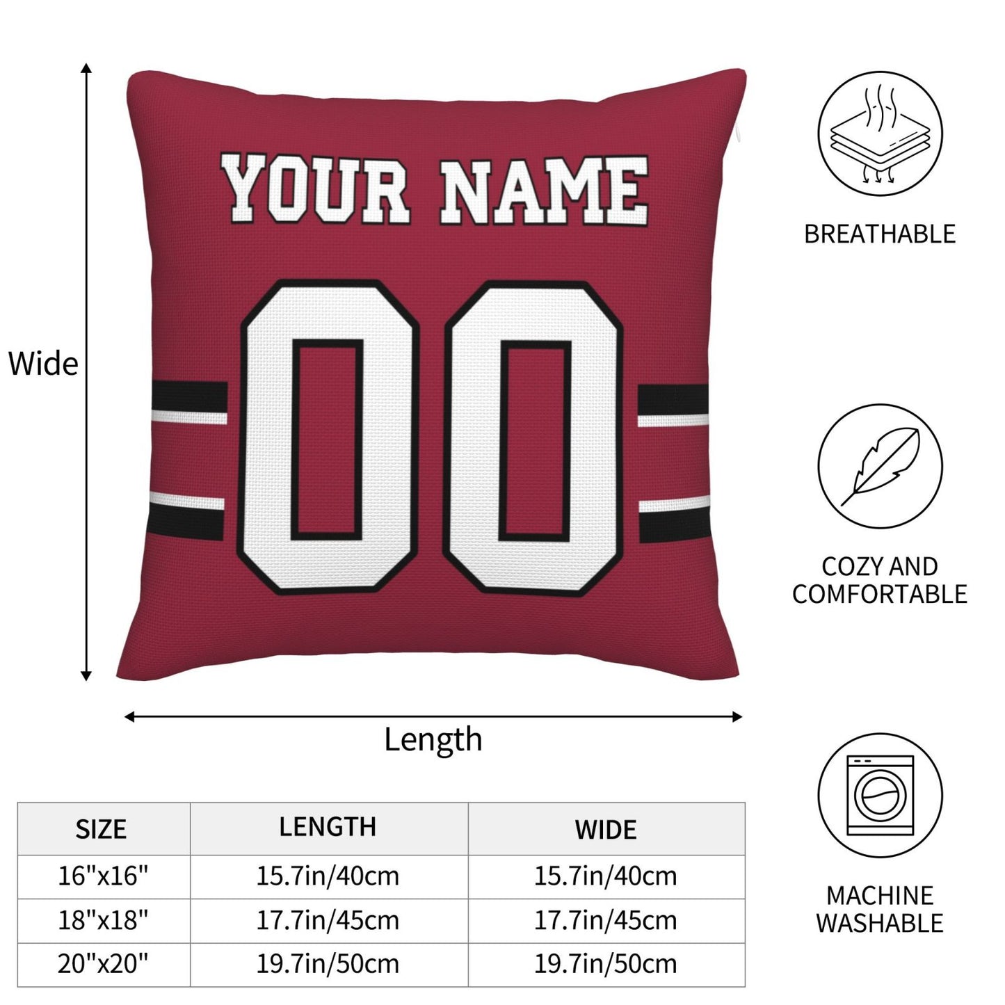 Arizona Cardinals Football Team Decorative Throw Pillow Case Print Personalized Football Style Fans Letters & Number Pillowcase Birthday Gift