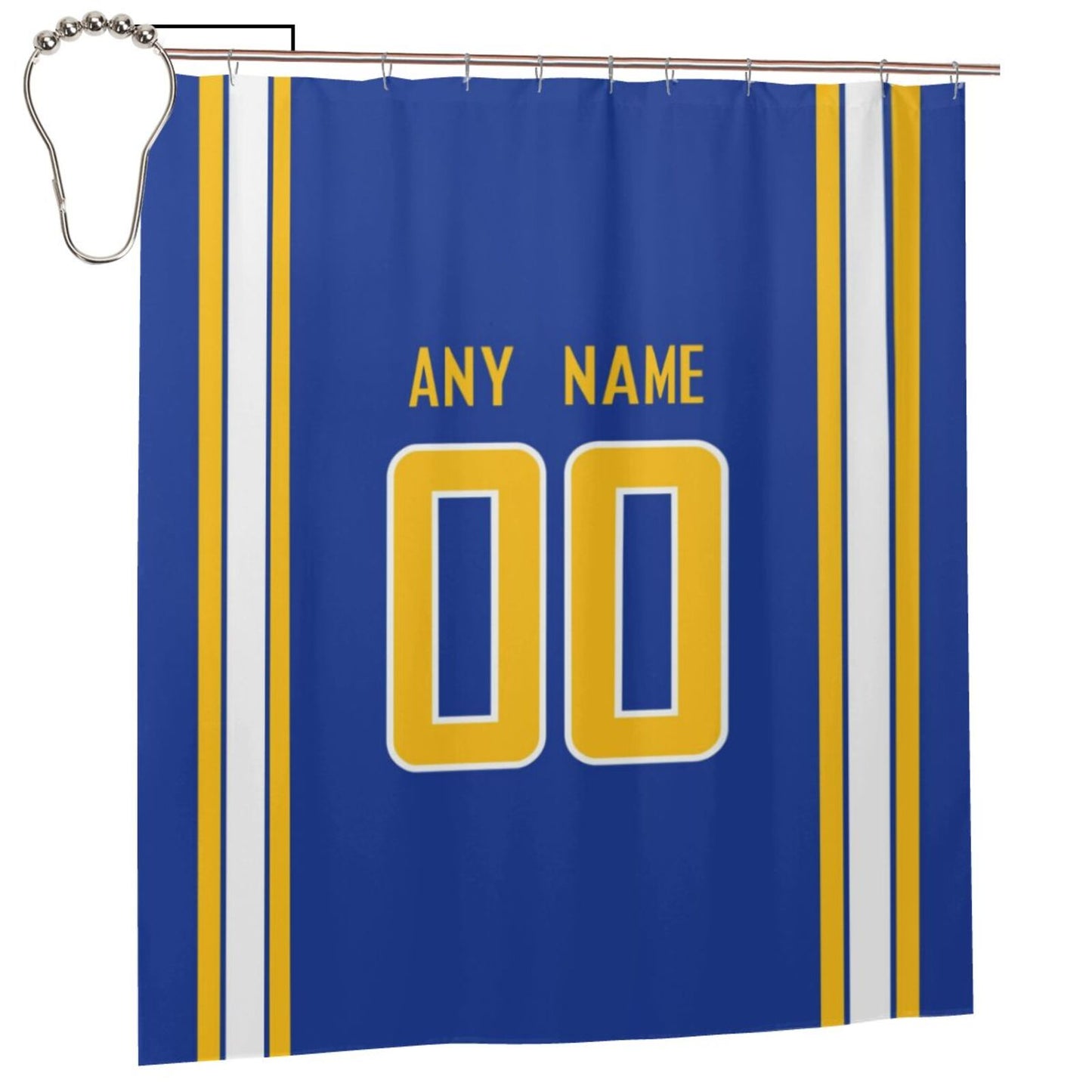 Custom Football Los Angeles Chargers style personalized shower curtain custom design name and number set of 12 shower curtain hooks Rings