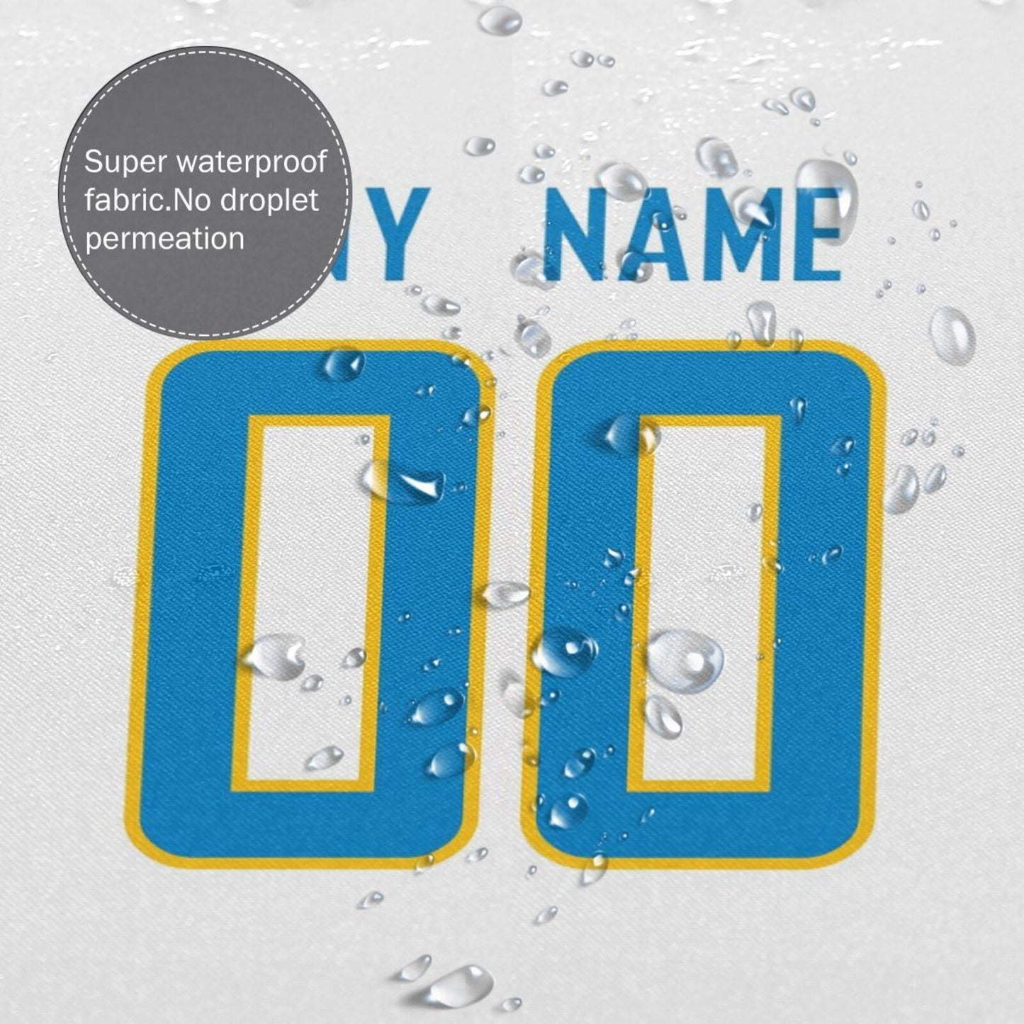 Custom Football Los Angeles Chargers style personalized shower curtain custom design name and number set of 12 shower curtain hooks Rings