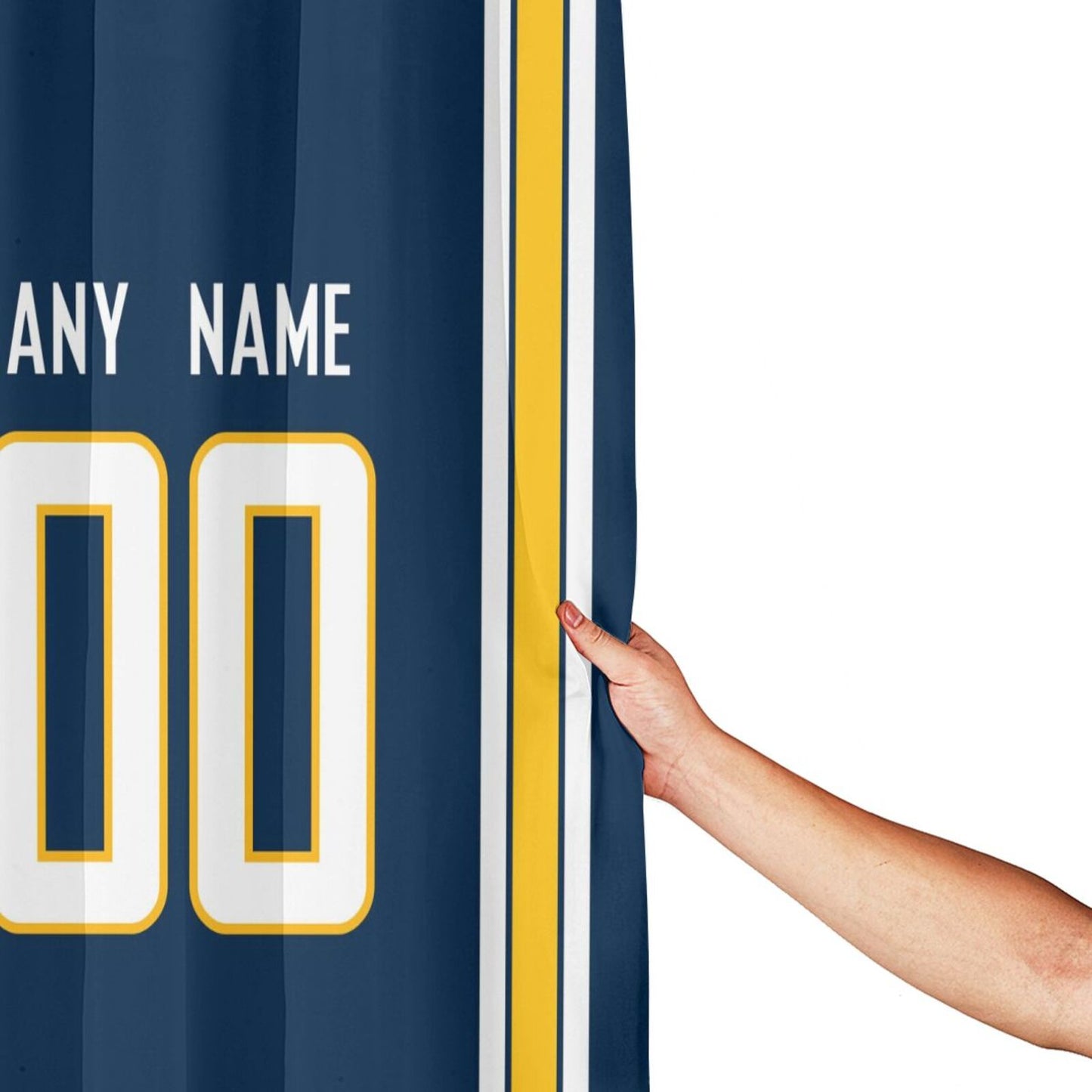 Custom Football Los Angeles Chargers style personalized shower curtain custom design name and number set of 12 shower curtain hooks Rings