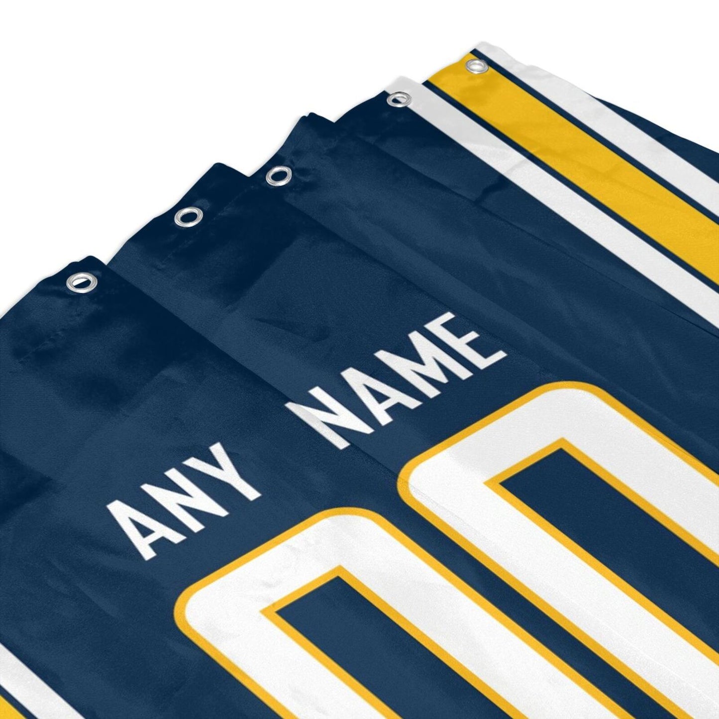 Custom Football Los Angeles Chargers style personalized shower curtain custom design name and number set of 12 shower curtain hooks Rings