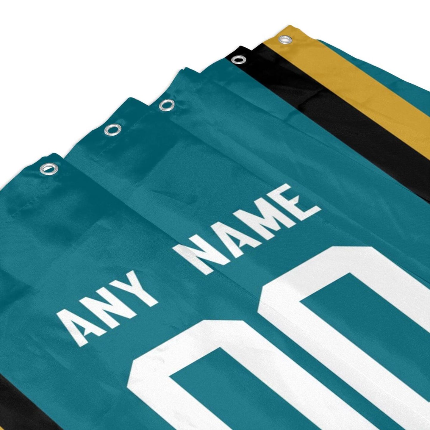 Custom Football Jacksonville Jaguars style personalized shower curtain custom design name and number set of 12 shower curtain hooks Rings