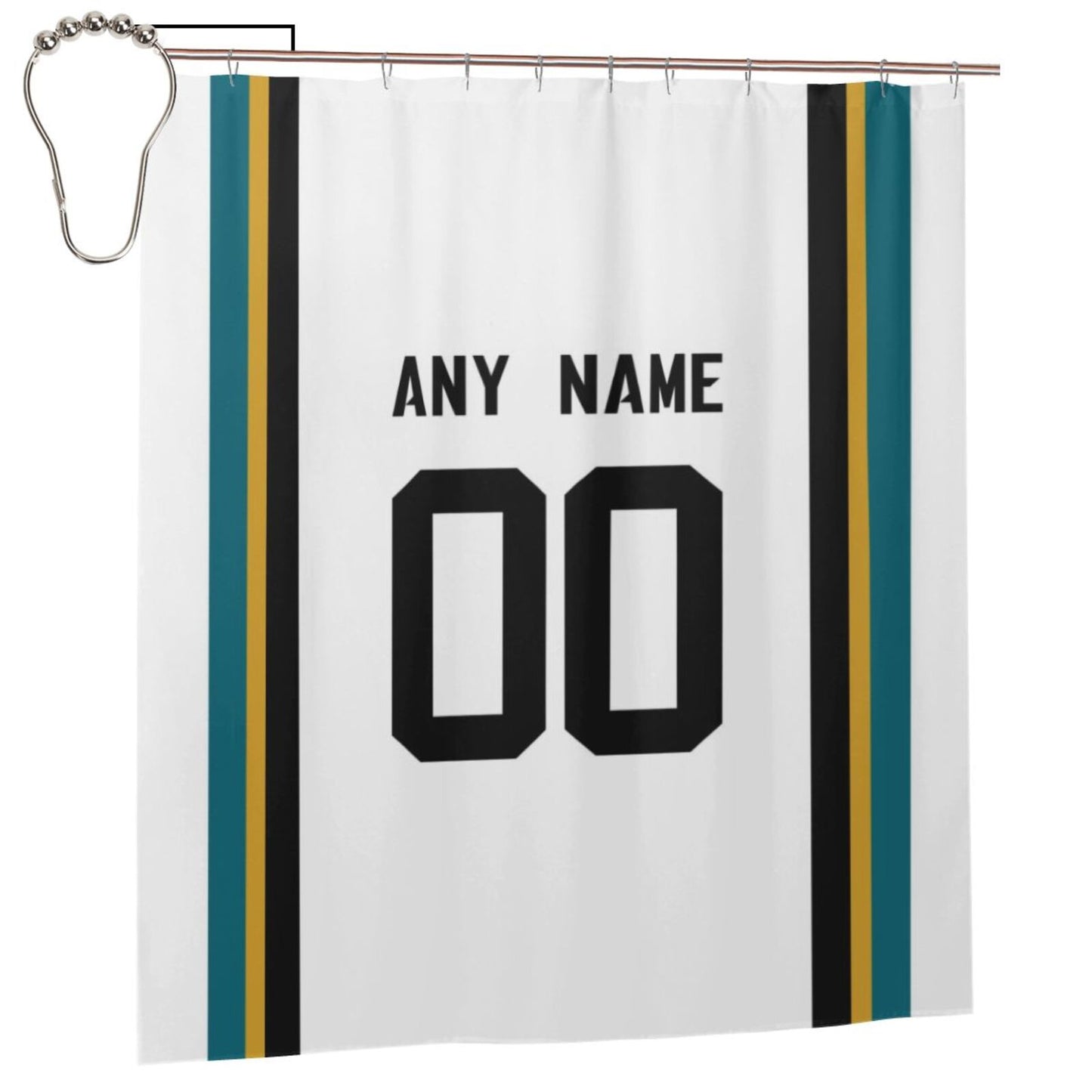 Custom Football Jacksonville Jaguars style personalized shower curtain custom design name and number set of 12 shower curtain hooks Rings