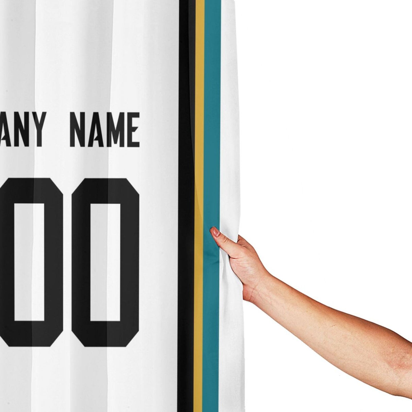 Custom Football Jacksonville Jaguars style personalized shower curtain custom design name and number set of 12 shower curtain hooks Rings