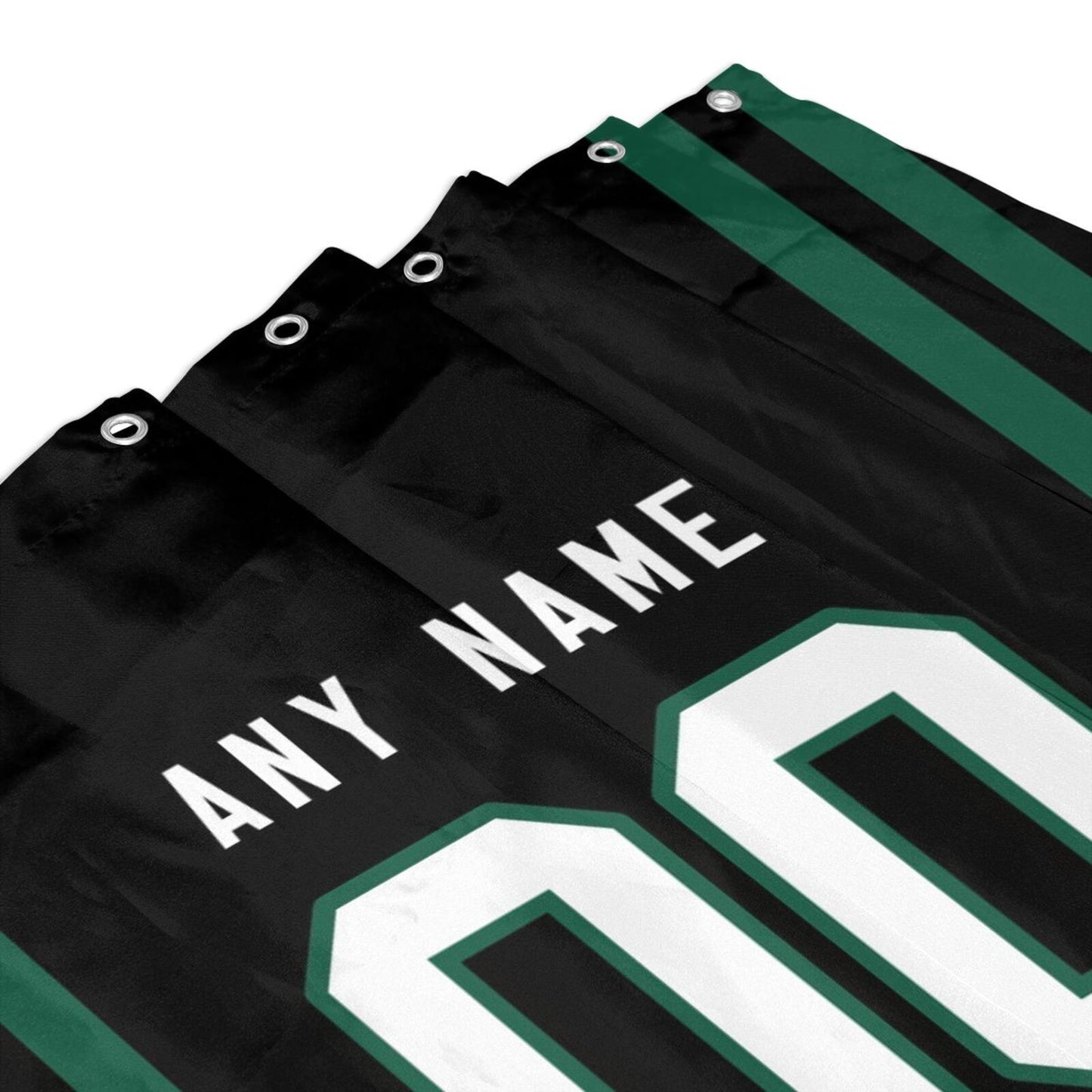 Custom Football New York Jets style personalized shower curtain custom design name and number set of 12 shower curtain hooks Rings