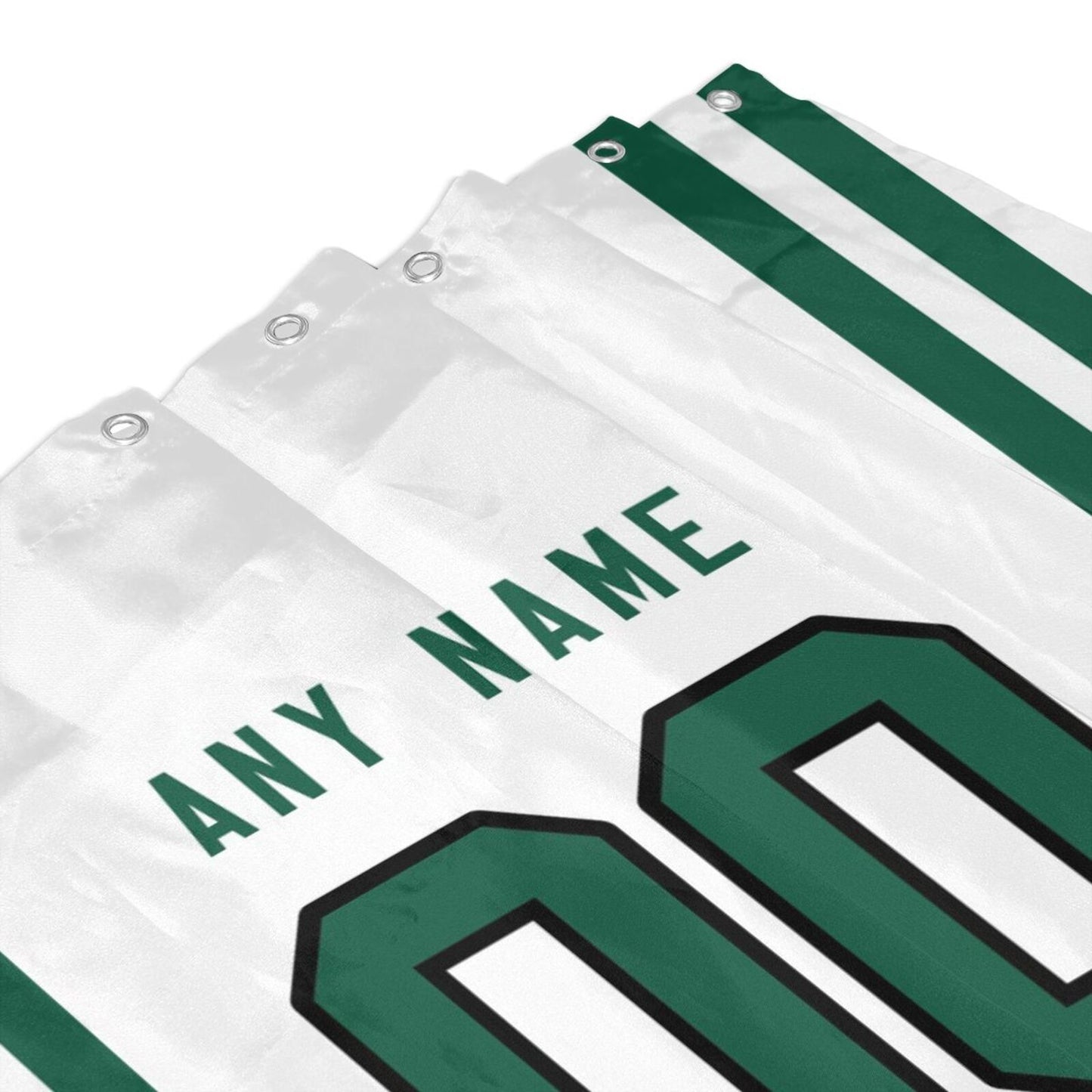 Custom Football New York Jets style personalized shower curtain custom design name and number set of 12 shower curtain hooks Rings