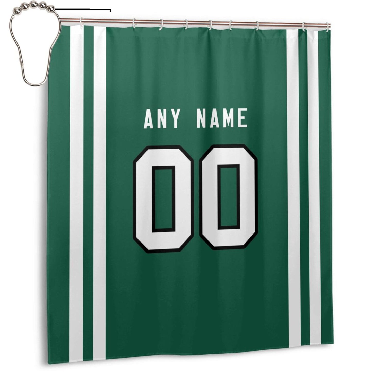 Custom Football New York Jets style personalized shower curtain custom design name and number set of 12 shower curtain hooks Rings