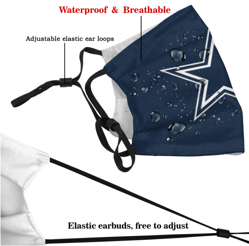 Print Football Personalized Dallas Cowboys Adult Dust Mask With Filters PM 2.5