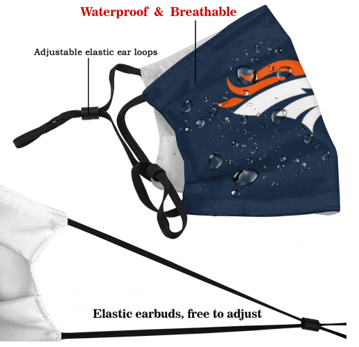 Print Football Personalized Denver Broncos Adult Dust Mask With Filters PM 2.5