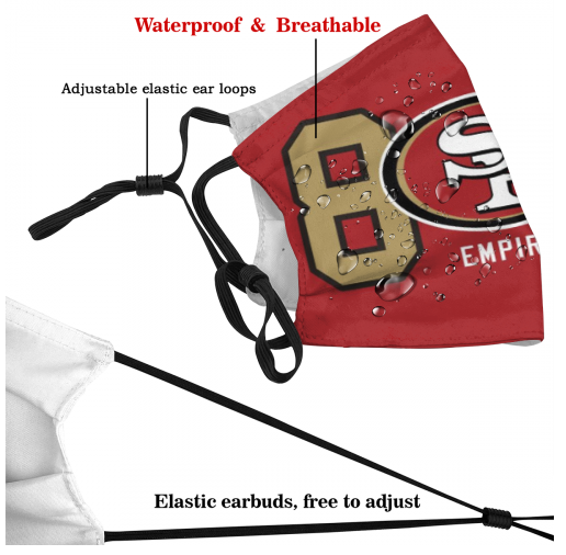 Football San Francisco 49ers Personalized Niner 806 Empire Face Mask With Filter