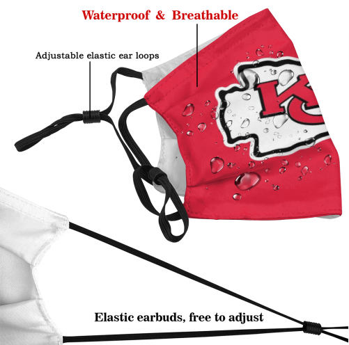 Print Football Personalized Kansas City Chiefs Adult Dust Mask With Filters PM 2.5
