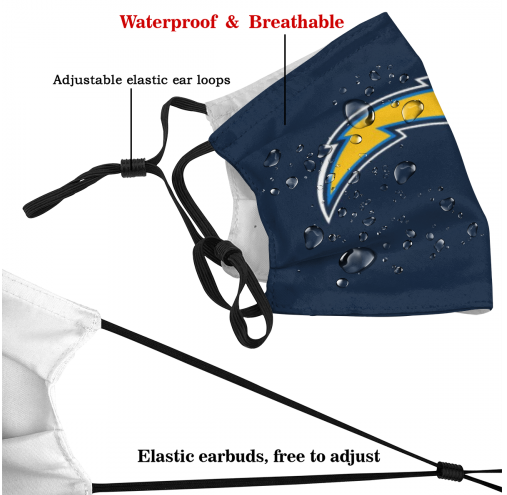 Print Football Personalized Los Angeles Chargers Adult Dust Mask With PM 2.5 Filter